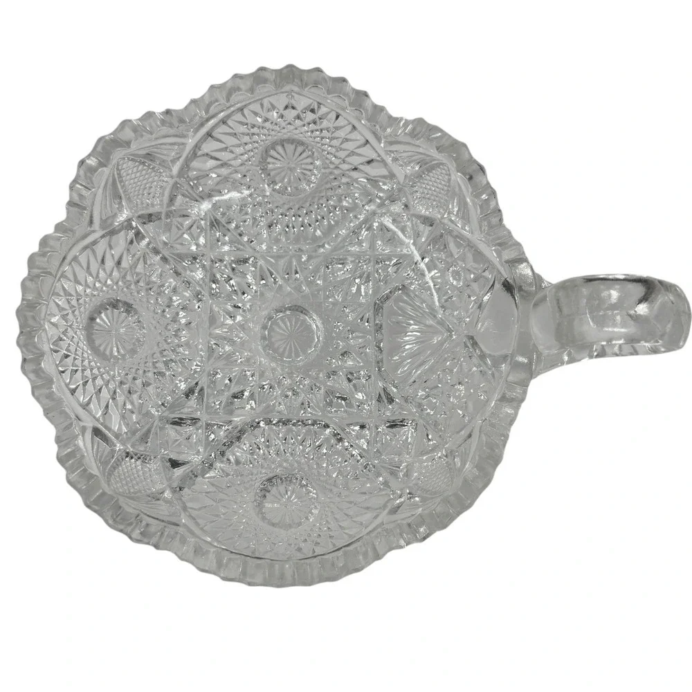 Vintage EAPG Nucut Glass Nappy Dish Imperial‎ Clear Hobstar Handle 5.5